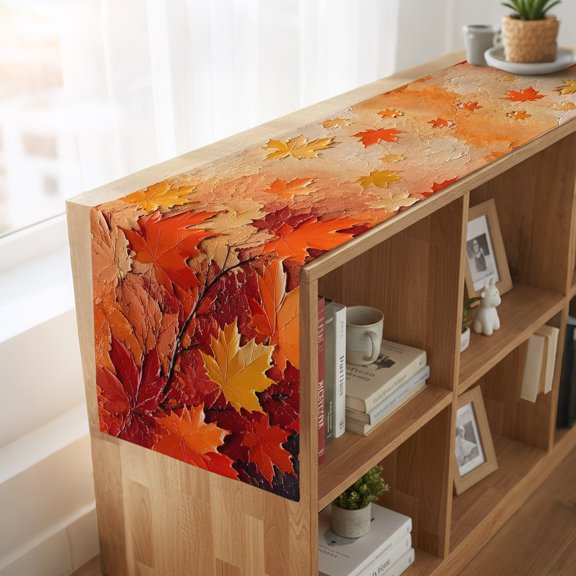 Table Runner Oil Style Thanksgiving Maple Leaves Dresser Scarves 13x36 Inch,Linen Table Runners Autumn Plants Tablerunner for Home Dining Indoor Outdoor Wedding Party Tabletop Decor