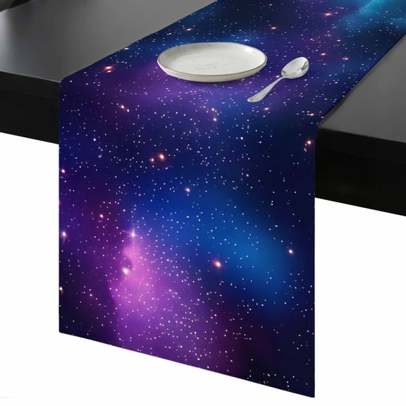 Table Runner Ombre Blue Starry Night Decorative Dining Table Runner Stars Modern Art Kitchen Table Decoration for Home, Holiday and Party Use 13x36 Inch