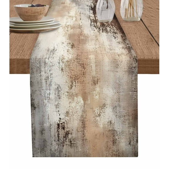 Table Runner Ombre Brown Gray Oil Painting Table Decoration for Kitchen Dinning Abstract Art Table Decoration for Indoor Outdoor Party Wedding Decor 13x90inch
