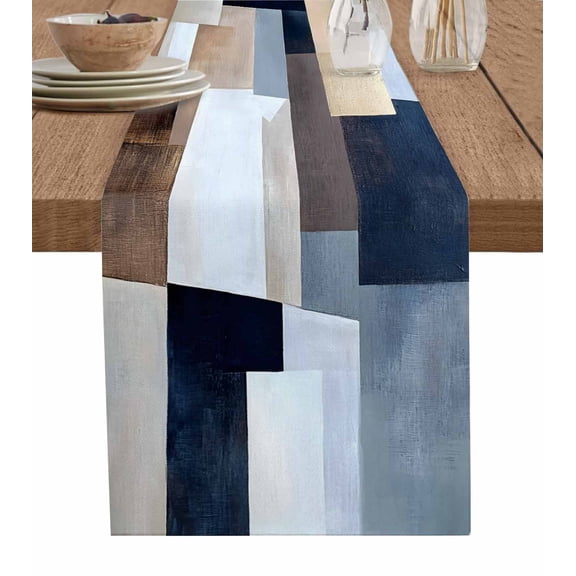 Table Runner Ombre Gray Brown Black Oil Painting Table Decoration for Kitchen Dinning Abstract Art Table Decoration for Indoor Outdoor Party Wedding Decor 13x90inch