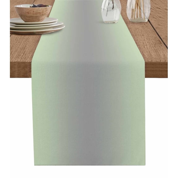Table Runner Ombre Light Green Gray Table Decoration for Kitchen Dinning Gradient Color Table Decoration for Indoor Outdoor Party Wedding Decor 13x72 Inch