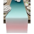 thumbnail image 1 of Table Runner Ombre Teal Pink Table Decoration for Kitchen Dinning Gradient Stripes Table Decoration for Indoor Outdoor Party Wedding Decor 13x90inch, 1 of 7