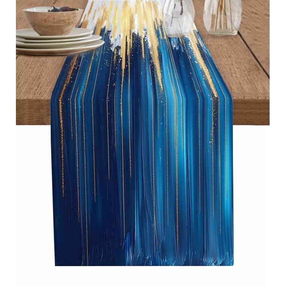 Table Runner Ombre Yellow Oil Painting Table Decoration for Kitchen Dinning Abstract Art Table Decoration for Indoor Outdoor Party Wedding Decor 13x90inch