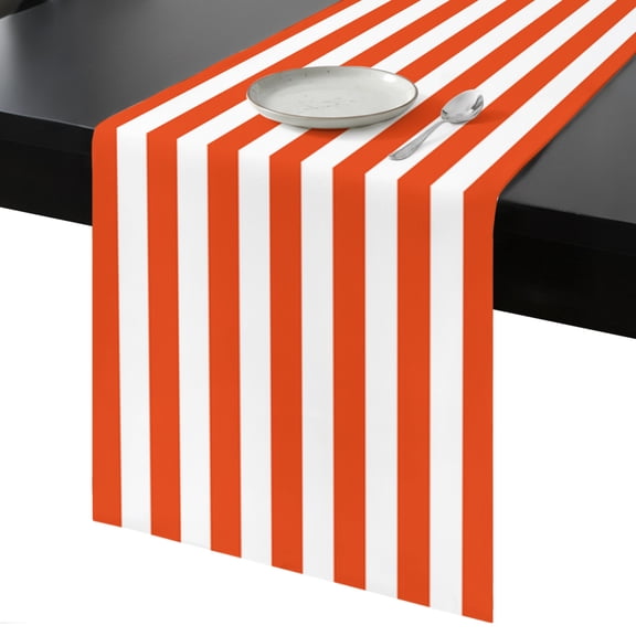 Table Runner Orange and White Stripes Decorative Dining Table Runner Striped Simple Style Kitchen Table Decoration for Home, Holiday and Party Use 13x36 Inch