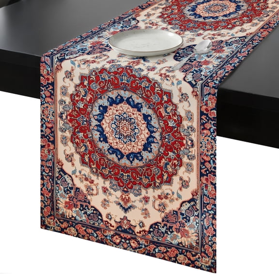 Table Runner Oriental Medallion Decorative Dining Table Runner Retro Accent Kitchen Table Decoration for Home, Holiday and Party Use 13x72 Inch