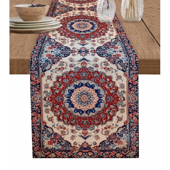 Table Runner Oriental Medallion Table Decoration for Kitchen Dinning Retro Accent Table Decoration for Indoor Outdoor Party Wedding Decor 13x72inch