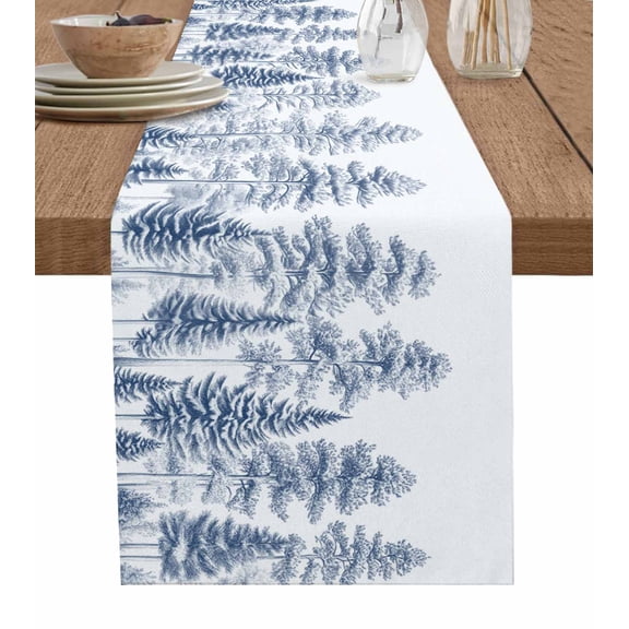 Table Runner Pine Tree Forest Table Decoration for Kitchen Dinning Plant Blue Table Decoration for Indoor Outdoor Party Wedding Decor 13x72 Inch