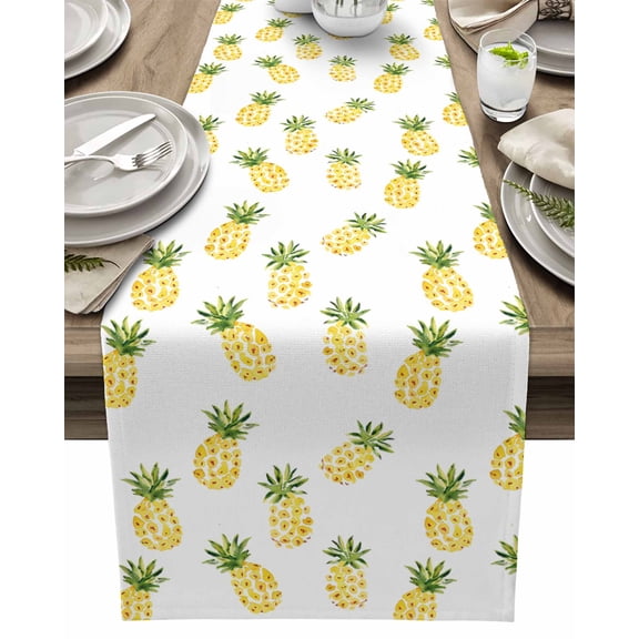 Table Runner Pineapple Fruit Table Decoration for Kitchen Dinning Watercolor Tropical Table Decoration for Indoor Outdoor Party Wedding Decor 13x72inch