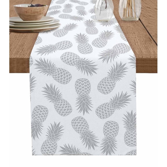 Table Runner Pineapple Gray Fruit Table Decoration for Kitchen Dinning Simple Style Table Decoration for Indoor Outdoor Party Wedding Decor 13x90inch