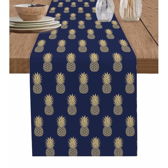 Table Runner Pineapple Yellow Blue Fruit Table Decoration for Kitchen Dinning Simple Art Table Decoration for Indoor Outdoor Party Wedding Decor 13x90inch