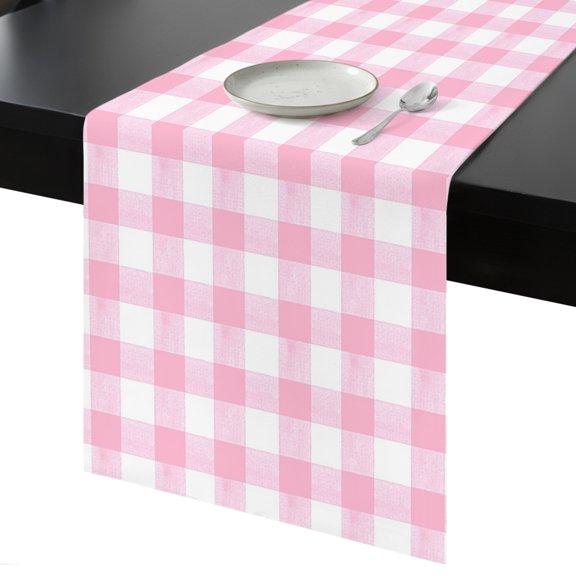 Table Runner Pink Check Buffalo Plaid Decorative Dining Table Runner Pastoral Checkered Kitchen Table Decoration for Home, Holiday and Party Use 13x36 Inch