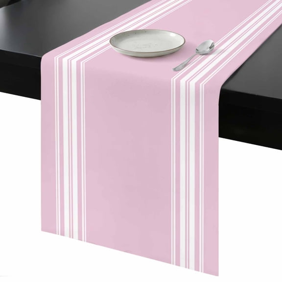 Table Runner Pink Stripes Decorative Dining Table Runner French Stripe Farmhouse Style Kitchen Table Decoration for Home, Holiday and Party Use 13x36 Inch