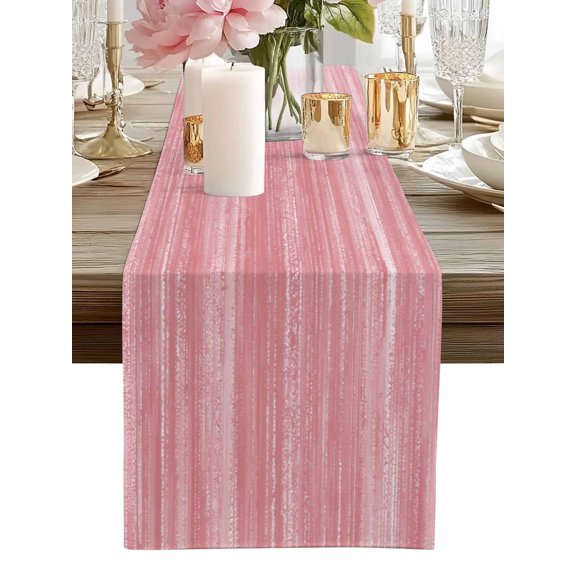Table Runner Pink Table Runners Ombre Abstract Texture Cotton Linen Dresser Scarf Kitchen Dining Table Decor for Home Dinner Party Decor 13x36 Inch