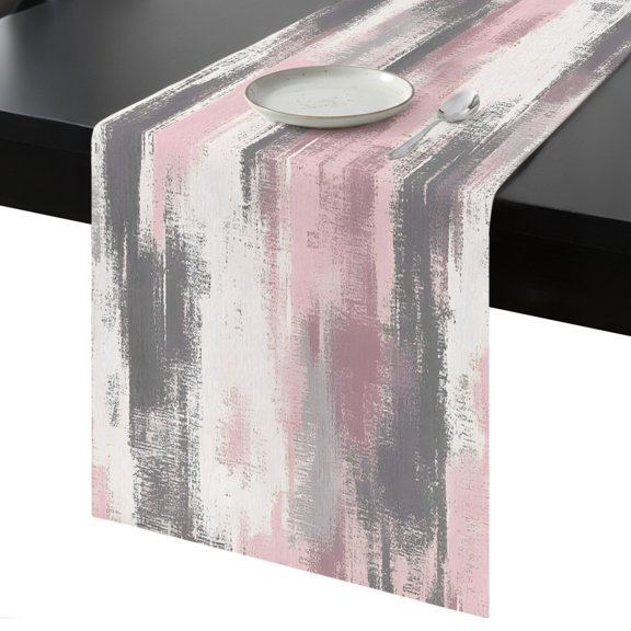 Table Runner Pink White Gray Painting Decorative Dining Table Runner Abstract Art Kitchen Table Decoration for Home, Holiday and Party Use 13x36 Inch