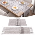 thumbnail image 1 of Table Runner and Placemats Set of 4, Yamaziot Washable Fabric Rectangle Dining Table Mats with Tassels, 13"x72" Table Flag & 13"x18" Place Mats, Brown, 1 of 8