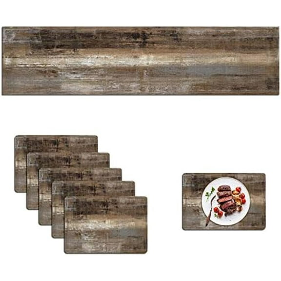 Table Runner and Placemats Set of 6 Pieces Mystic Gray Leaf Placemat Cloth Place Mats Red Indoor for Kitchen Washable Placemats Floral Print Linen Material for Dining Table