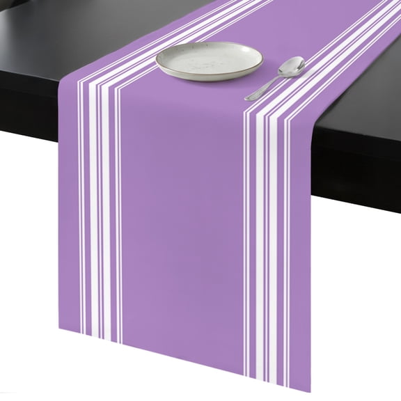 Table Runner Purple Stripes Decorative Dining Table Runner French Stripe Farmhouse Style Kitchen Table Decoration for Home, Holiday and Party Use 13x36 Inch
