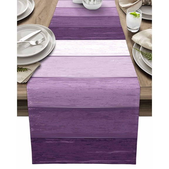 Table Runner Purple Wood Grain Table Decoration for Kitchen Dinning Rustic Ombre Wooden Stripes Table Decoration for Indoor Outdoor Party Wedding Decor 13x72inch