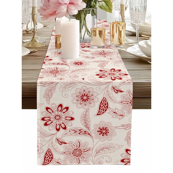 Red Pattern Table Runner Table Runner Red Paisley Pattern Table Runners Boho Tribal Vintage ...