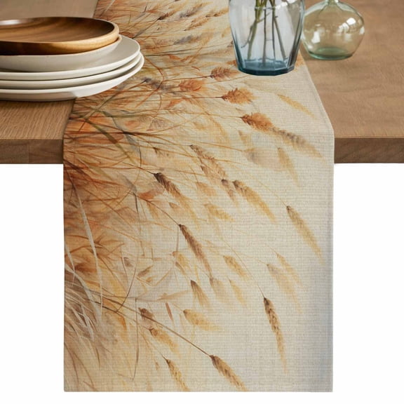 Table Runner Reed Dandelion Soft Linen Style Table Runner Cloth Plant Prairie Dining Table Decor for Kitchen, Dining Room, Parties, Holiday & Everyday Use 13x36 Inch