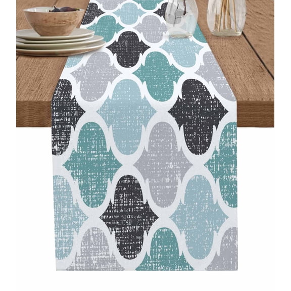 Table Runner Retro Moroccan Pattern Table Decoration for Kitchen Dinning Geometric Style Table Decoration for Indoor Outdoor Party Wedding Decor 13x72inch
