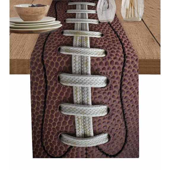 Table Runner Rugby White Red Table Decoration for Kitchen Dinning Abstract Sport Table Decoration for Indoor Outdoor Party Wedding Decor 13x72inch