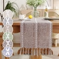 thumbnail image 1 of Table Runner, Rustic Farmhouse Table Runners with Tassels, Boho Cotton Linen Table Runner for Table Decorations, Holiday Party and Wedding, 72 Inches, 1 of 5