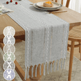 thumbnail image 1 of Table Runner, Rustic Farmhouse Table Runners with Tassels, Boho Cotton Linen Table Runner for Table Decorations, Holiday Party and Wedding, 72 Inches, 1 of 7