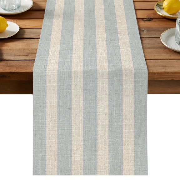 Table Runner Rustic Gray Beige Stripes Decorative Table Runner for Kitchen Farmhouse Parallel Lines Dinning Runner for Party Wedding Holiday Indoor Outdoor 13x36inch