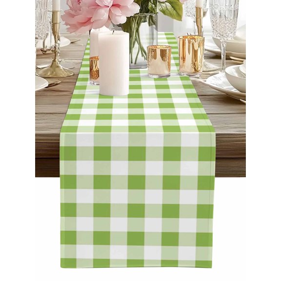 Table Runner Sage Green Buffalo Check Plaid Table Runners Farmhouse Style Cotton Linen Dresser Scarf Kitchen Dining Table Decor for Home Dinner Party Decor 13x36 Inch