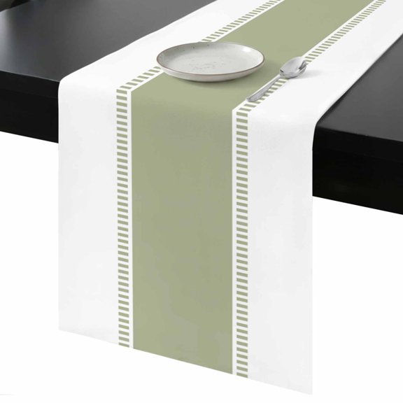 Table Runner Sage Green Decorative Dining Table Runner Stripe Kitchen Table Decoration for Home, Holiday and Party Use 13x36 Inch