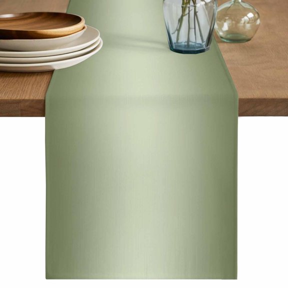 Table Runner Sage Green Soft Linen Style Table Runner Cloth Ombre Green Dining Table Decor for Kitchen, Dining Room, Parties, Holiday & Everyday Use 13x36 Inch