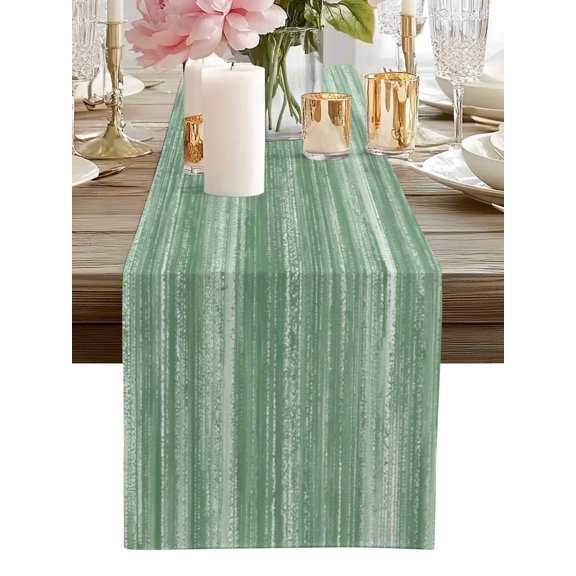 Table Runner Sage Green Table Runners Ombre Abstract Texture Cotton Linen Dresser Scarf Kitchen Dining Table Decor for Home Dinner Party Decor 13x36 Inch