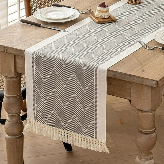 Table Runner, Scandinavian Minimalist Waterproof Long Table Cloth for Dining Table or Sideboard, Reversible Decor, Washable Polyester Fabric, Fits 6-8 Seater Table