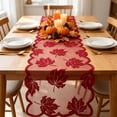 thumbnail image 1 of Table Runner,SemiSheer Polyester Maple Leaf Embroidery Harvest Table Decor,Lightweight Translucent Dining Table Accent Cloth for Thanksgiving Autumn Gathering Kitchen Vanity Seasonal Home Layout Use, 1 of 9