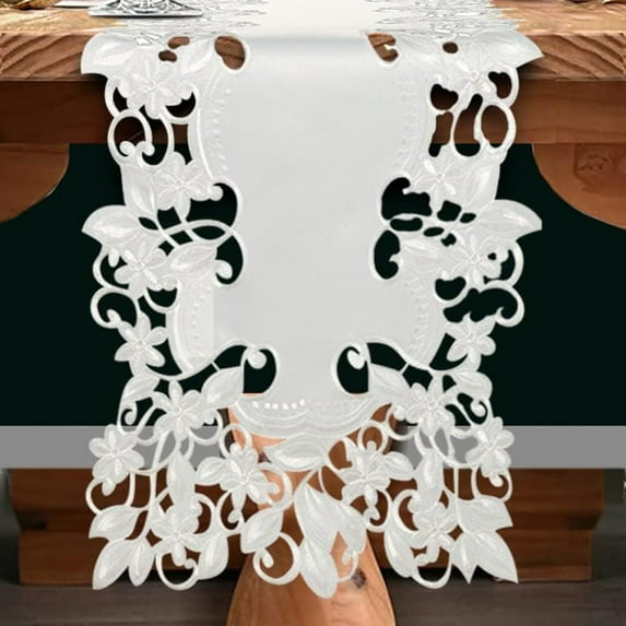 Table Runner Set of 6 for Dining Table, white Table Linen, 14x108 inches - The Darvin Collection - Home Decor