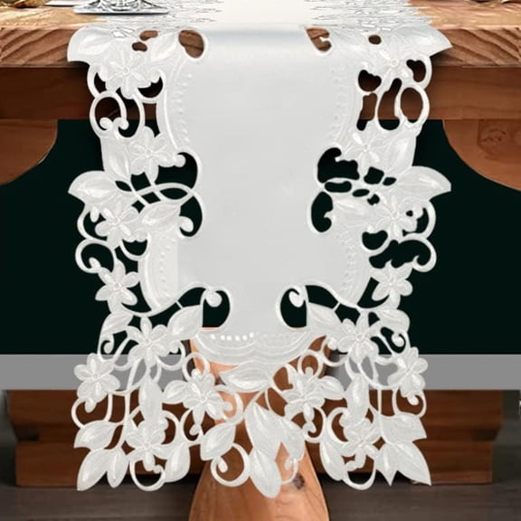 Table Runner Set of 6 for Dining Table, white Table Linen, 14x108 inches - The Darvin Collection - Home Decor