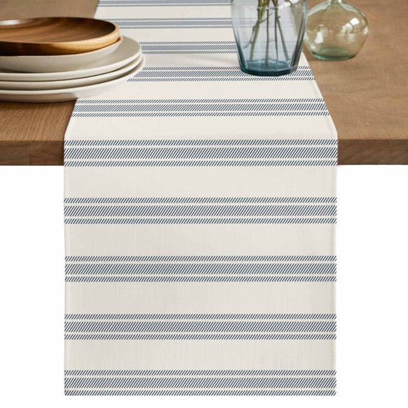 Table Runner Simple Stripes Soft Linen Style Table Runner Cloth Striped Lines Dining Table Decor for Kitchen, Dining Room, Parties, Holiday & Everyday Use 13x36 Inch