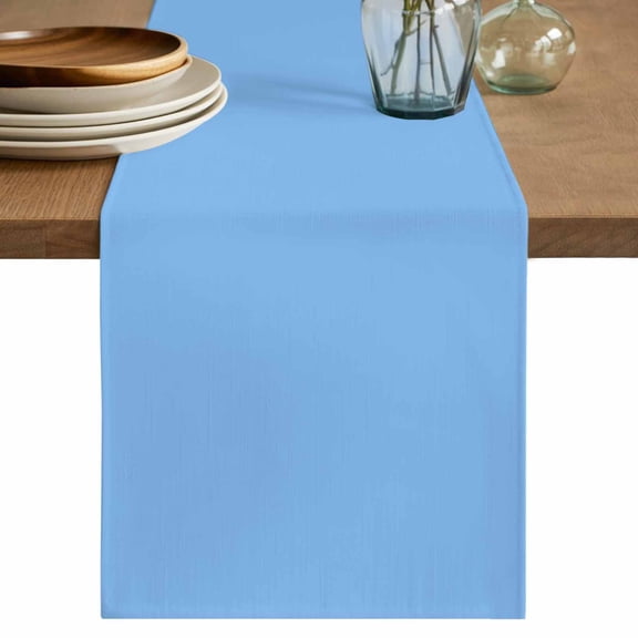 Table Runner Skyblue Pattern Soft Linen Style Table Runner Cloth Pure Colour Dining Table Decor for Kitchen, Dining Room, Parties, Holiday & Everyday Use 13x36 Inch