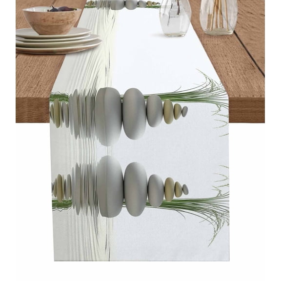 Table Runner Smooth Rock Table Decoration for Kitchen Dinning Grass Water Ripple Table Decoration for Indoor Outdoor Party Wedding Decor 13x72 Inch