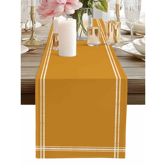 Table Runner Solid Color Table Runners Dark Yellow Cotton Linen Dresser Scarf Kitchen Dining Table Decor for Home Dinner Party Decor 13x36 Inch