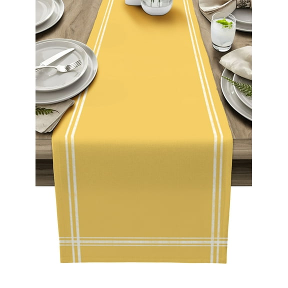 Table Runner Solid Yellow Color Table Decoration for Kitchen Dinning Yellow Vintage Table Decoration for Indoor Outdoor Party Wedding Decor 13x72 Inch