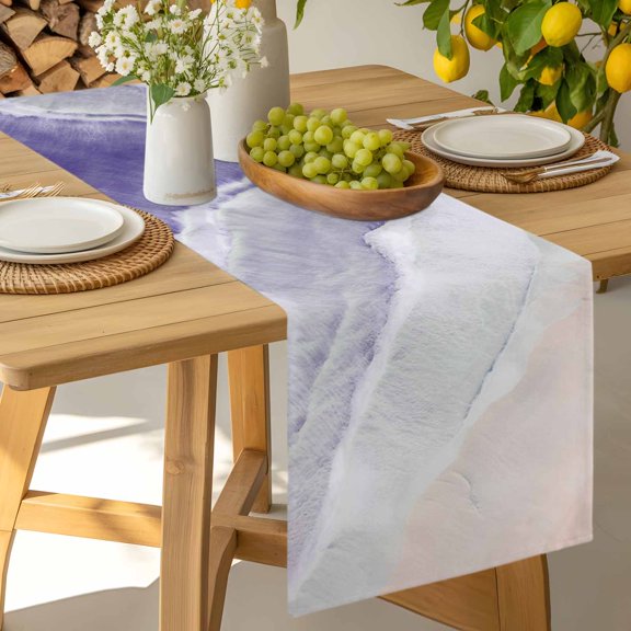 Table Runner Summer Beach Sand Waves Purple Gradient Dresser Scarves 13x36 Inch,Linen Table Runners Water Ripple Tablerunner for Home Dining Indoor Outdoor Wedding Party Tabletop Decor