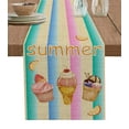 thumbnail image 1 of Table Runner Summer Desserts Table Decoration for Kitchen Dinning Ice Cream Lemon Colorful Stripes Table Decoration for Indoor Outdoor Party Wedding Decor 13x72 Inch, 1 of 7