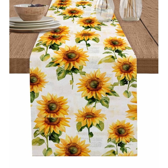 Table Runner Sunflower Table Decoration for Kitchen Dinning Vintage Flower Table Decoration for Indoor Outdoor Party Wedding Decor 13x90 Inch