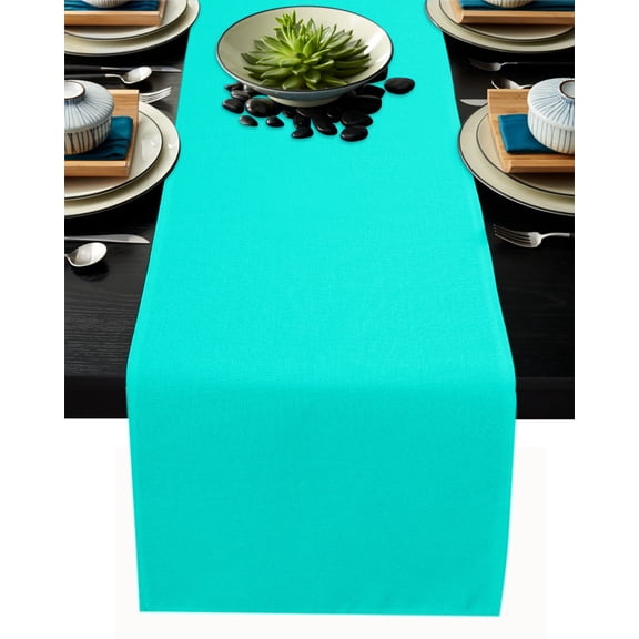 Table Runner Teal Green Pattern Table Decoration for Kitchen Dinning Pure Colour Table Decoration for Indoor Outdoor Party Wedding Decor 13x90 Inch