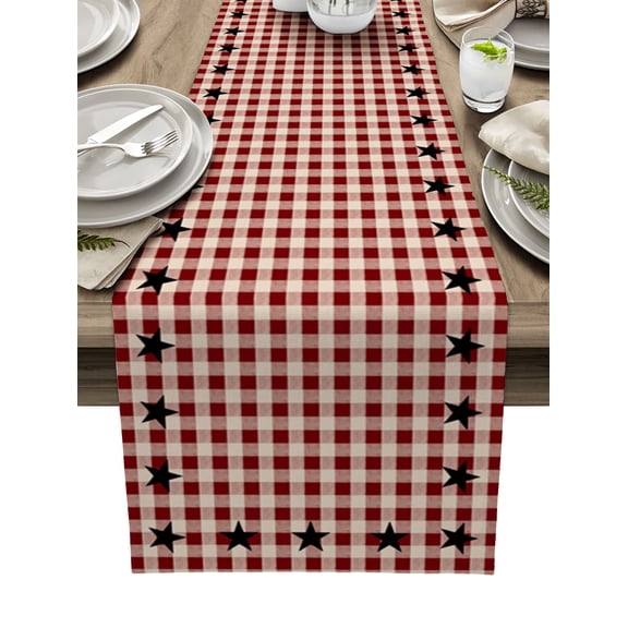 Table Runner Texas Star Rustic Table Decoration for Kitchen Dinning Country Buffalo Check Plaid Table Decoration for Indoor Outdoor Party Wedding Decor 13x72 Inch