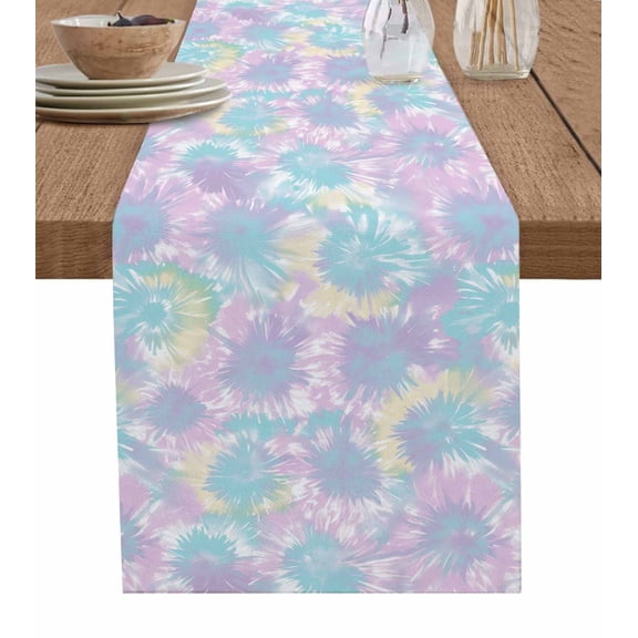 Table Runner Tie Dye Table Decoration for Kitchen Dinning Ombre Boho Abstract Art Table Decoration for Indoor Outdoor Party Wedding Decor 13x90inch