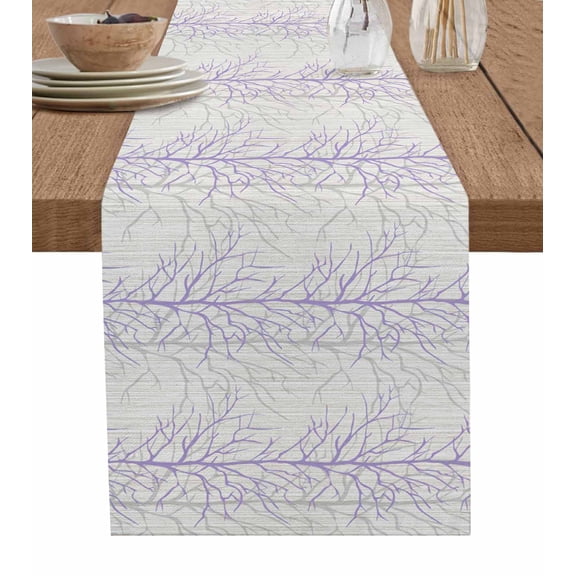 Table Runner Tree Branch Table Decoration for Kitchen Dinning Plant Purple Table Decoration for Indoor Outdoor Party Wedding Decor 13x72 Inch