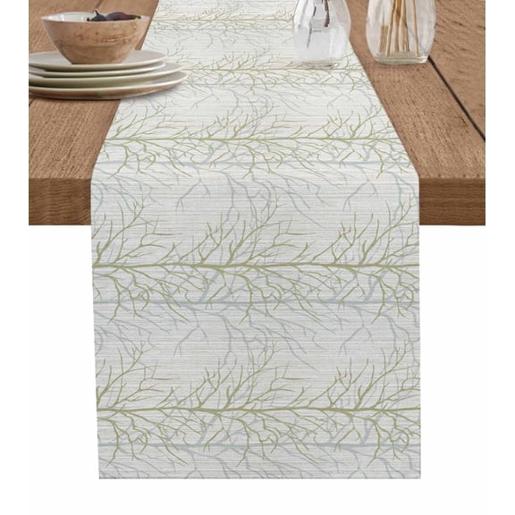 Table Runner Tree Branch Table Decoration for Kitchen Dinning Plant Sage Green Table Decoration for Indoor Outdoor Party Wedding Decor 13x72 Inch